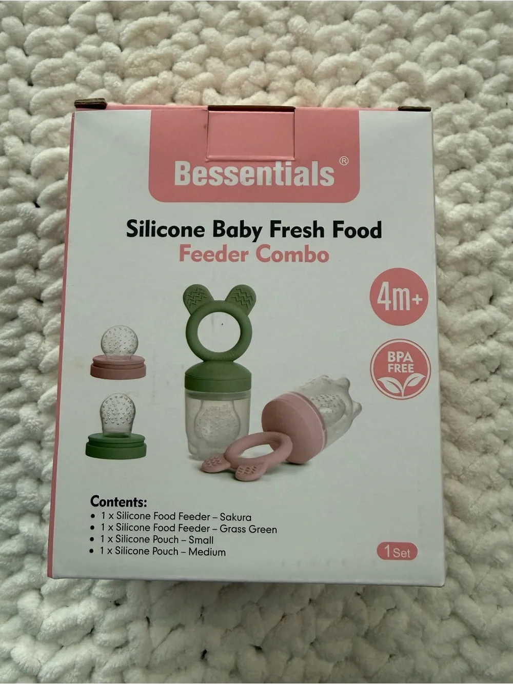 Essentials Silicone Baby Fresh Food Feeder Combo - Pink & Green